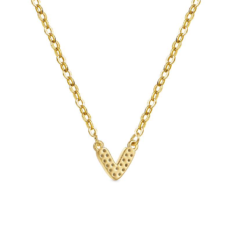 Collar V de CZ Baño de Oro de 18K