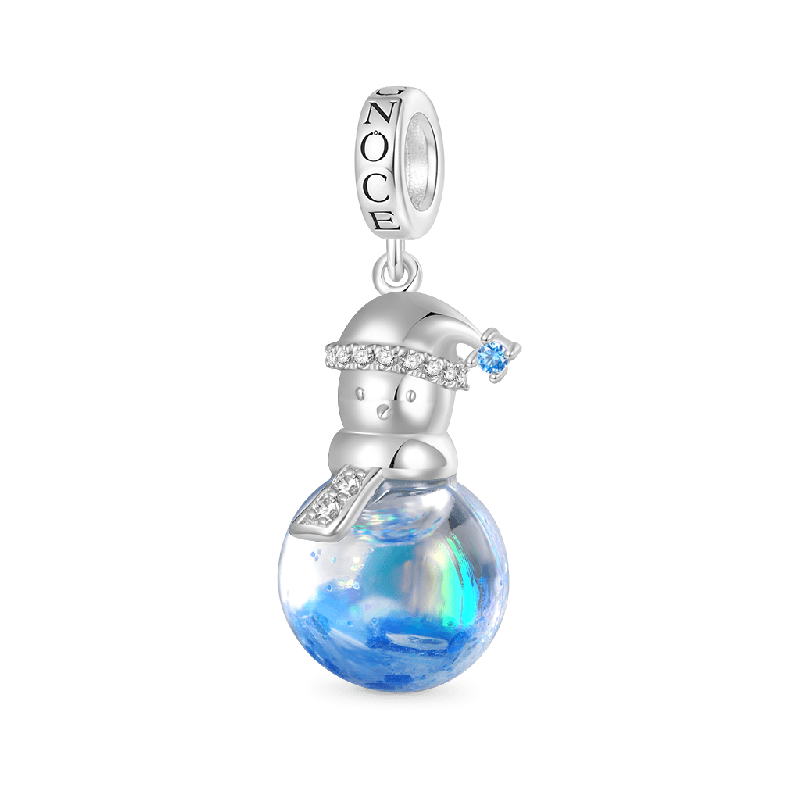 Colgante de Muñeco de Nieve de Brillo Azul con Arena Movediza