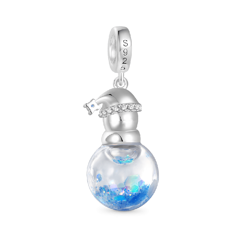 Colgante de Muñeco de Nieve de Brillo Azul con Arena Movediza