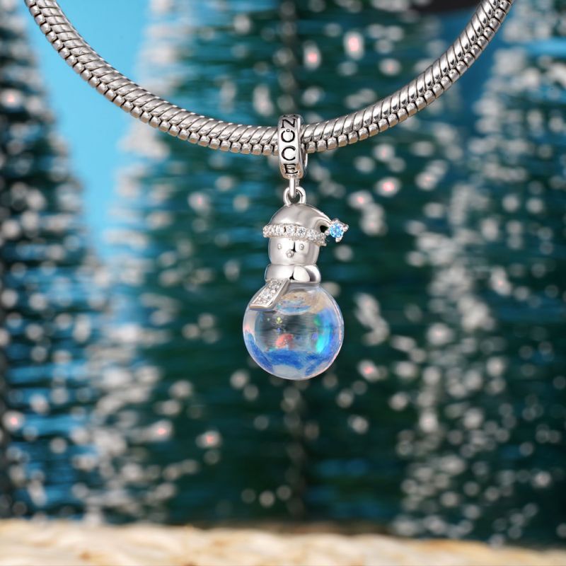 Colgante de Muñeco de Nieve de Brillo Azul con Arena Movediza