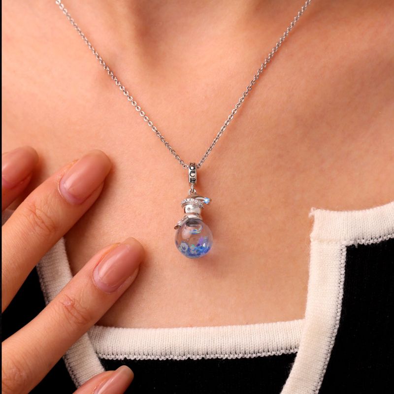 Colgante de Muñeco de Nieve de Brillo Azul con Arena Movediza