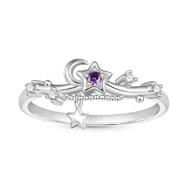 Anillo de Luna Estrellada Azul Brillante