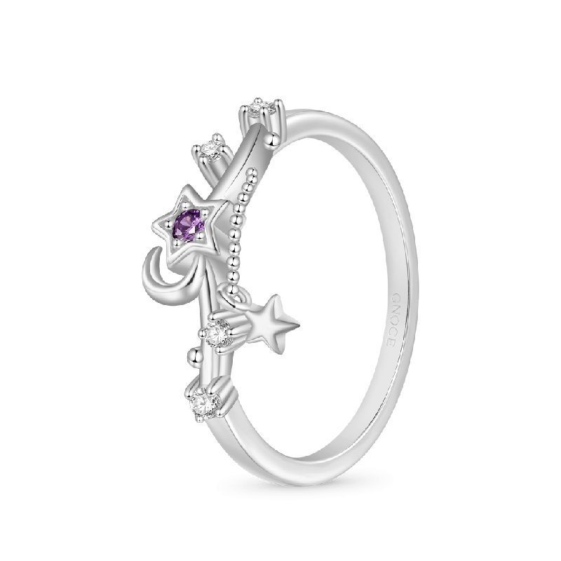 Anillo de Luna Estrellada Azul Brillante