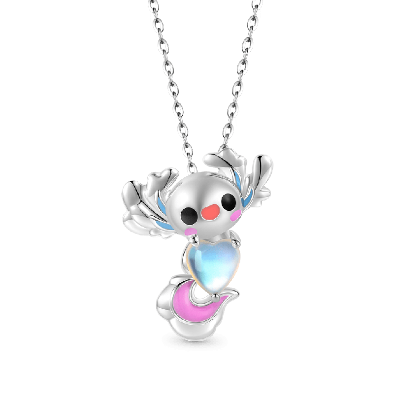 Collar de Luna de Piedra de Luna Axolotl Mexicano