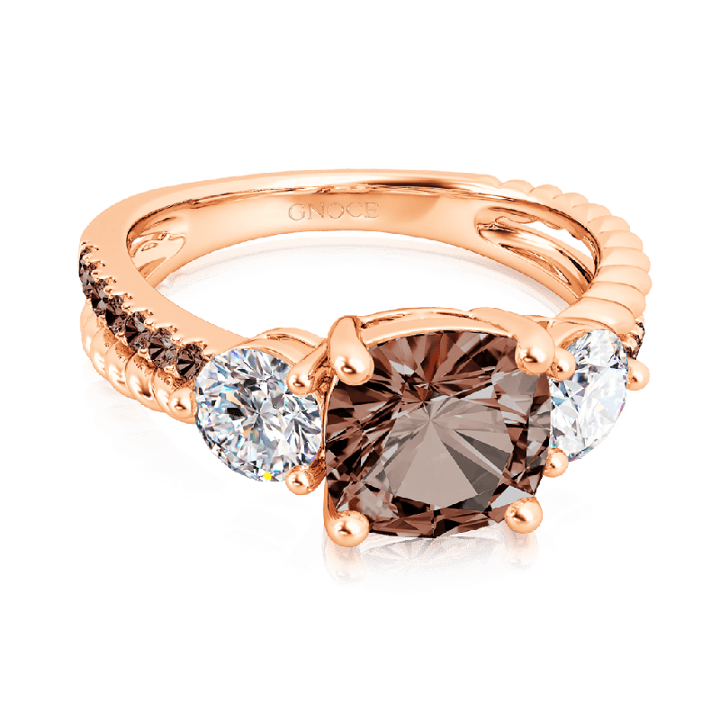 Anillo Marrón de Tres Piedras