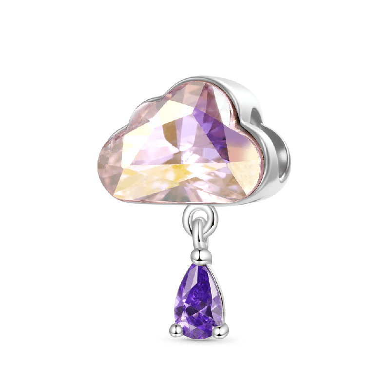Charm de Gota de Agua en Forma de Nube Rosa