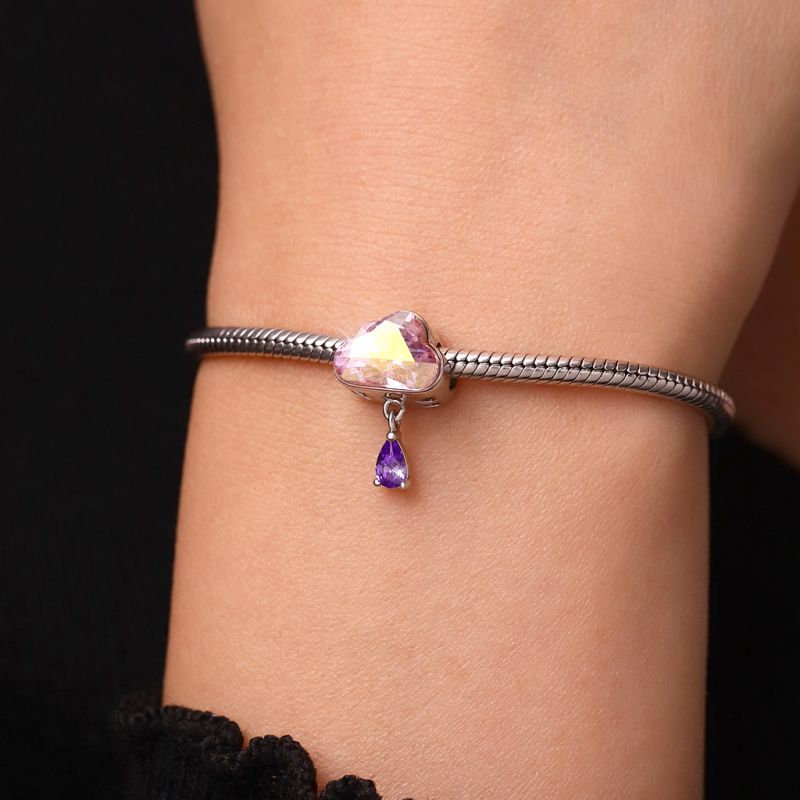 Charm de Gota de Agua en Forma de Nube Rosa