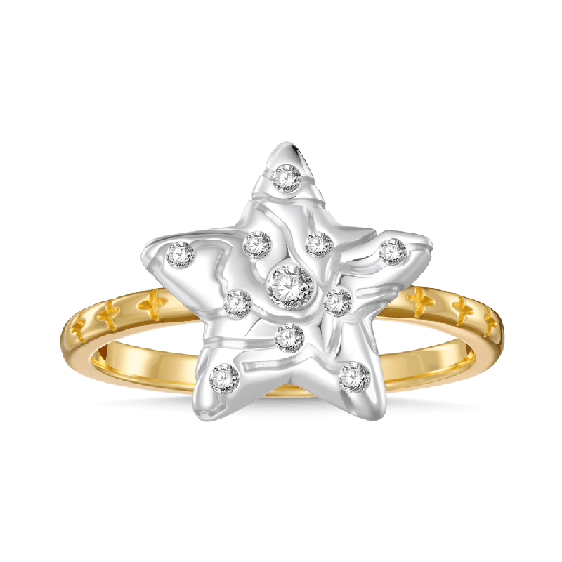 Anillo de Pentagrama con Micro-Incrustación de Rhinestones