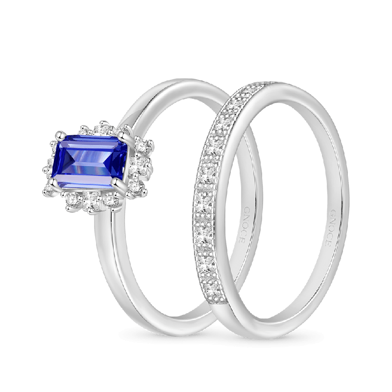 Anillos Cuadrados de Tanzanita Azul