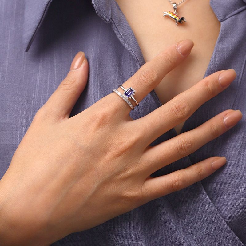 Anillos Cuadrados de Tanzanita Azul