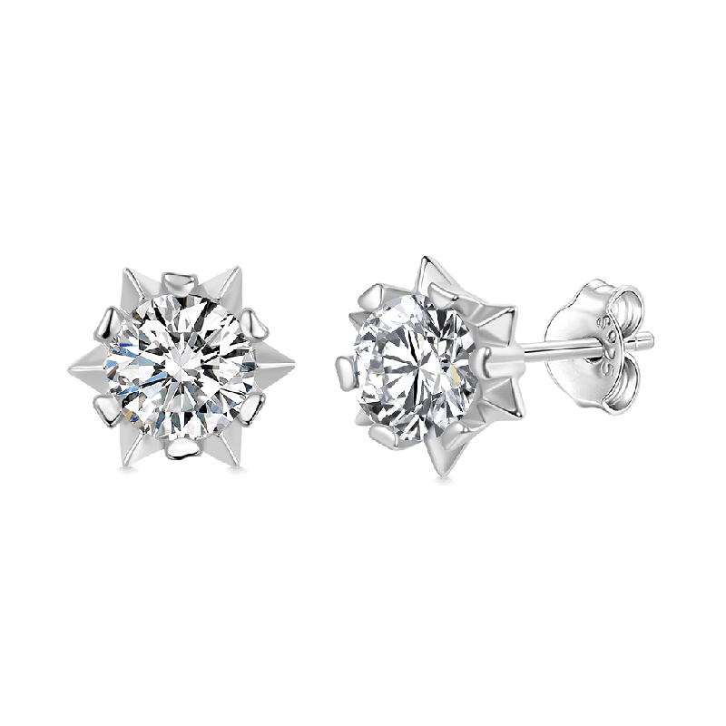 Aretes de Moissanita VVS con Copo de Nieve Romántico