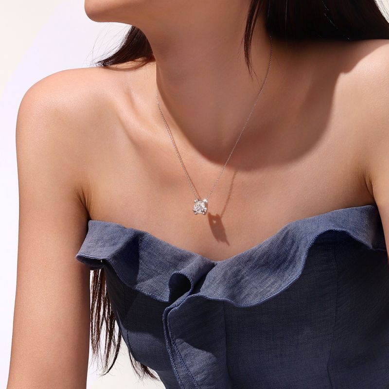 Collar de Moissanita Solitaire de 3CT Brillante
