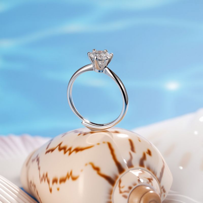 Anillo de Moissanita con Halo de 0.5CT Clásico