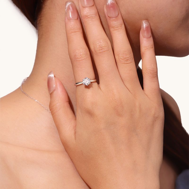 Anillo de Moissanita con Halo de 0.5CT Clásico