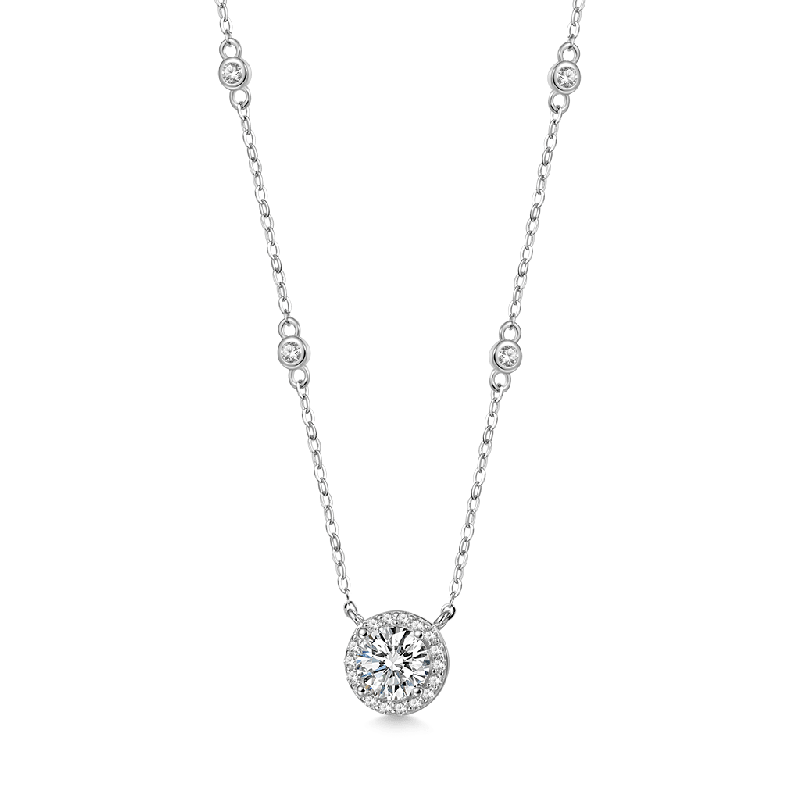 Collar de Estación con Marco Redondo de Moissanite