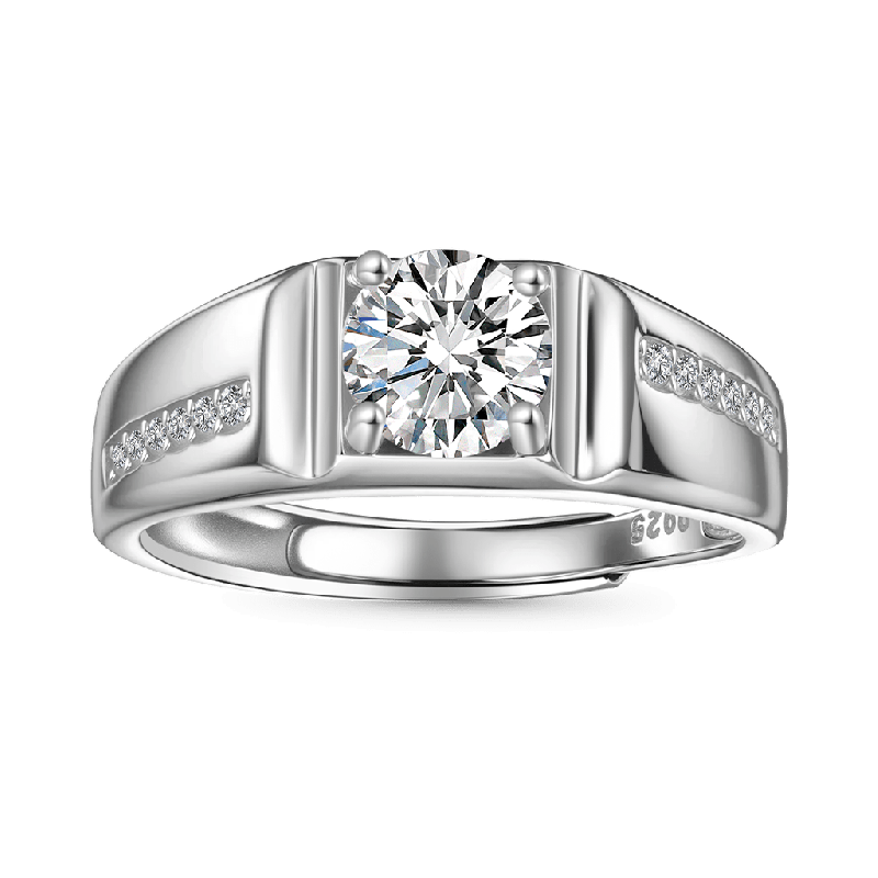 Anillo de Boda para Hombres de Moissanite de Lujo de 1 Ct