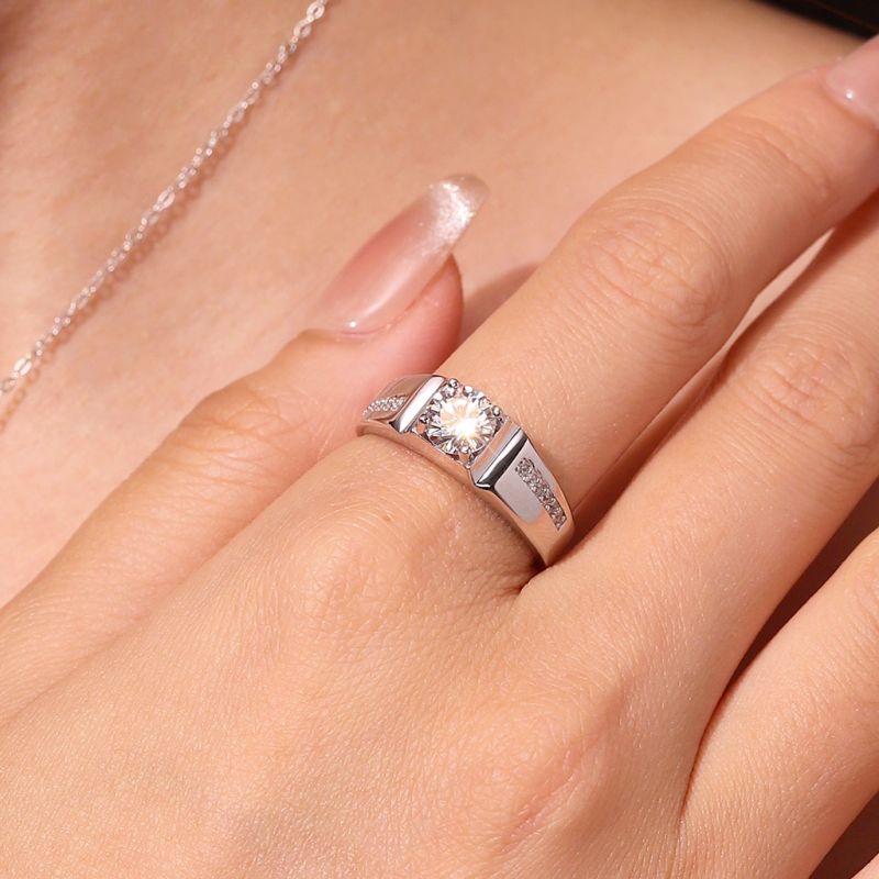 Anillo de Boda para Hombres de Moissanite de Lujo de 1 Ct
