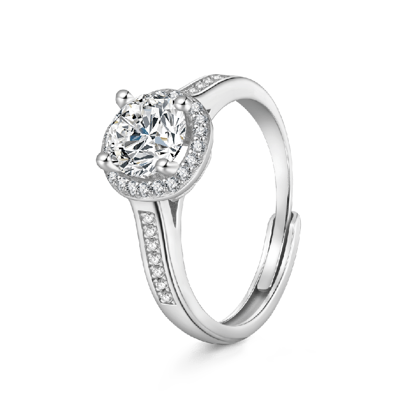Anillo Halo Redondo VVS Moissanite Brillante