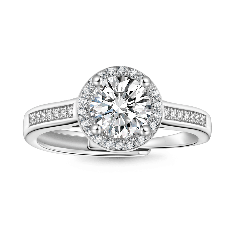 Anillo Halo Redondo VVS Moissanite Brillante