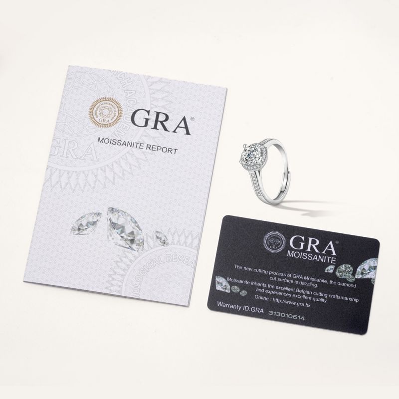 Anillo Halo Redondo VVS Moissanite Brillante