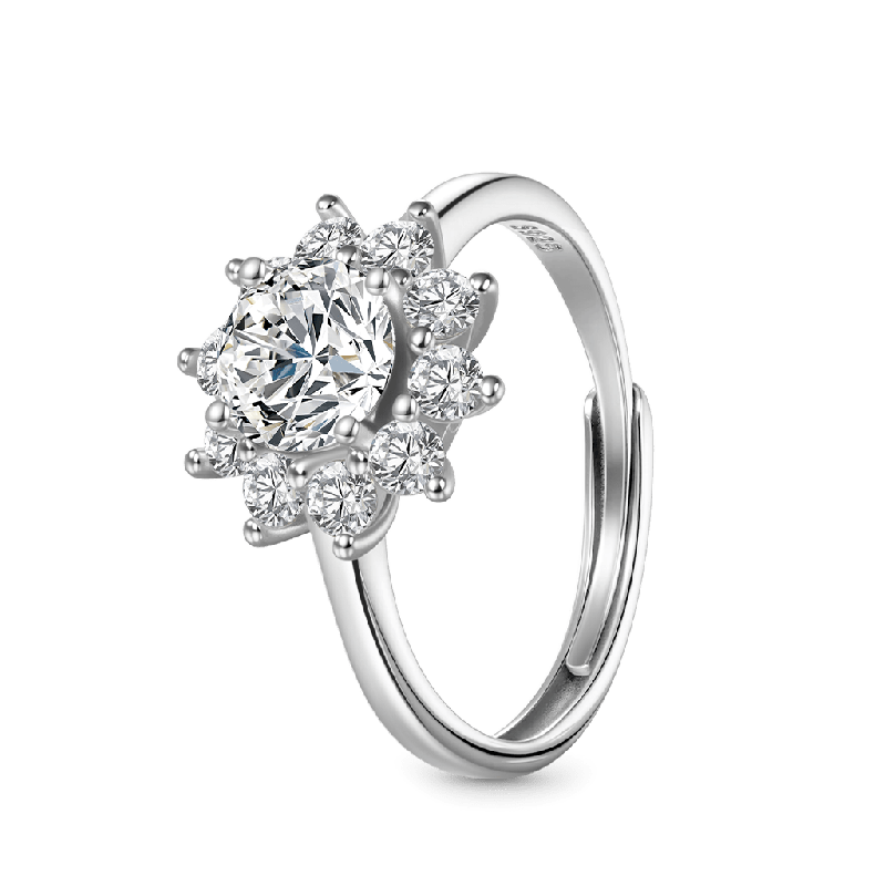 Anillo Copo de Nieve de Moissanite VVS de 1 Ct Color D
