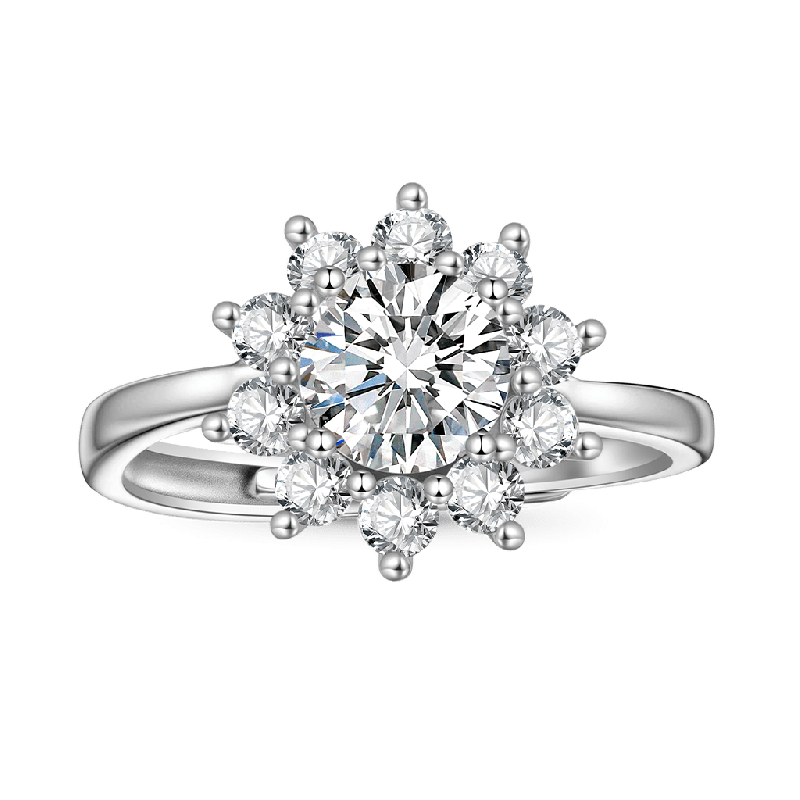 Anillo Copo de Nieve de Moissanite VVS de 1 Ct Color D