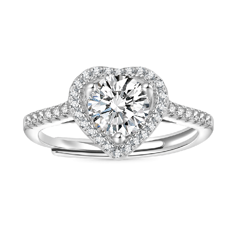 Anillo de Compromiso VVS Moissanite con Corazones Brillantes