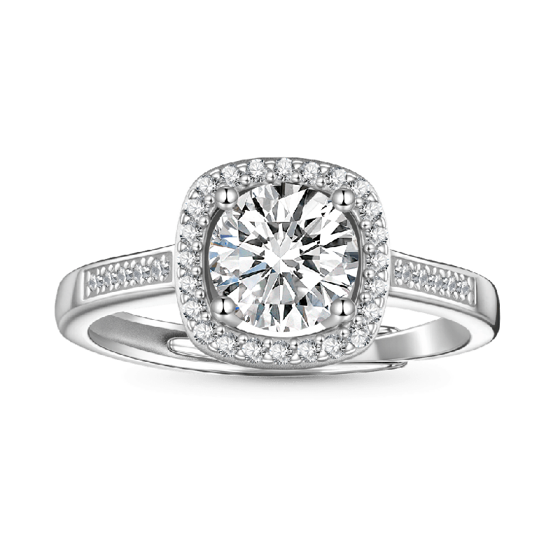 Anillo de Compromiso Halo Clásico de Moissanite VVS
