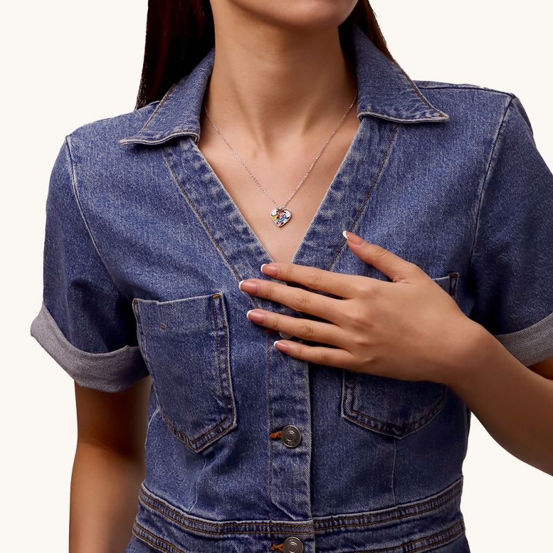 Collar de Los Pitufos x Amor Zirconia Rosa