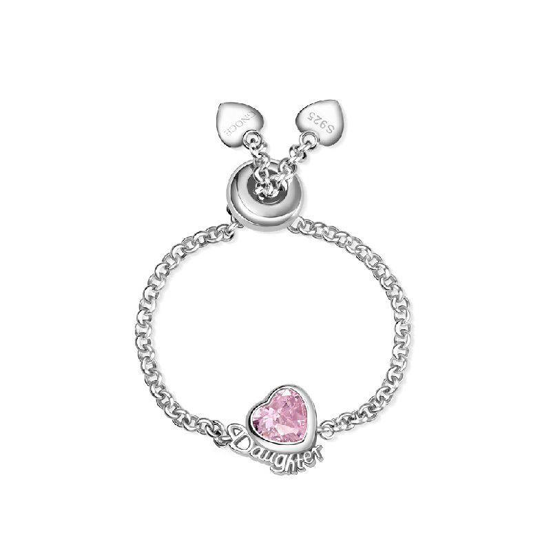 Anillo Ajustable de Cadena con Corazón para Hija