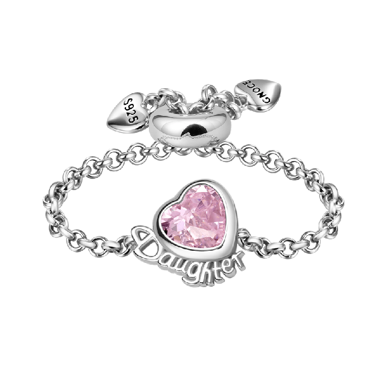 Anillo Ajustable de Cadena con Corazón para Hija