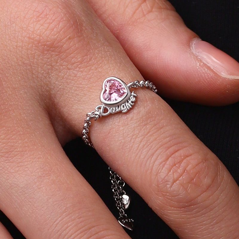 Anillo Ajustable de Cadena con Corazón para Hija