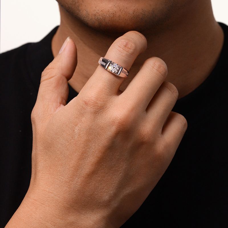 Anillo de Boda para Hombres de Moissanite de Lujo de 1 Ct