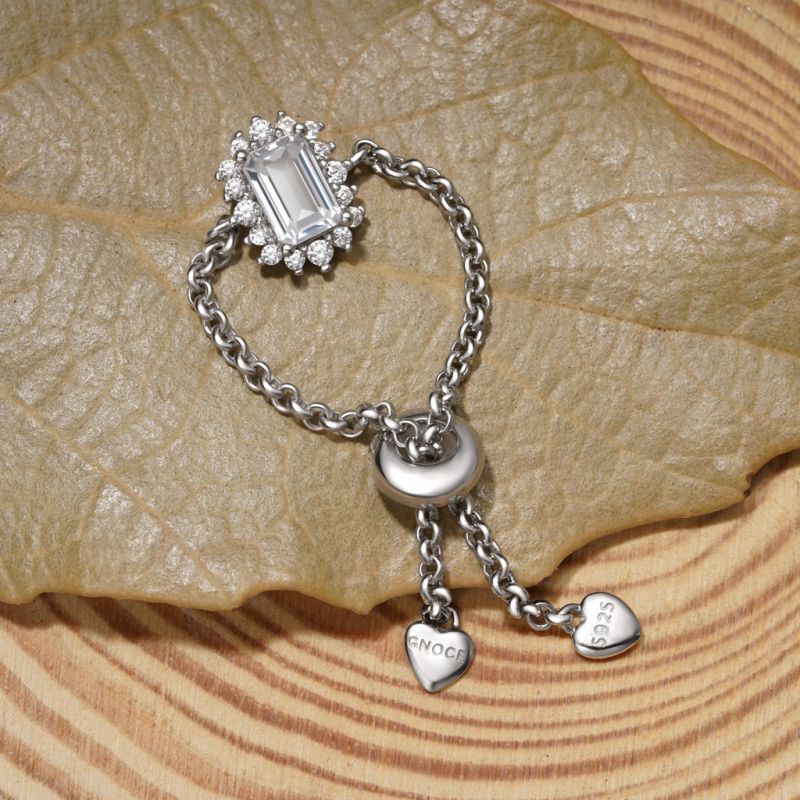 Anillo de Cadena de Diamante Corte Rectangular
