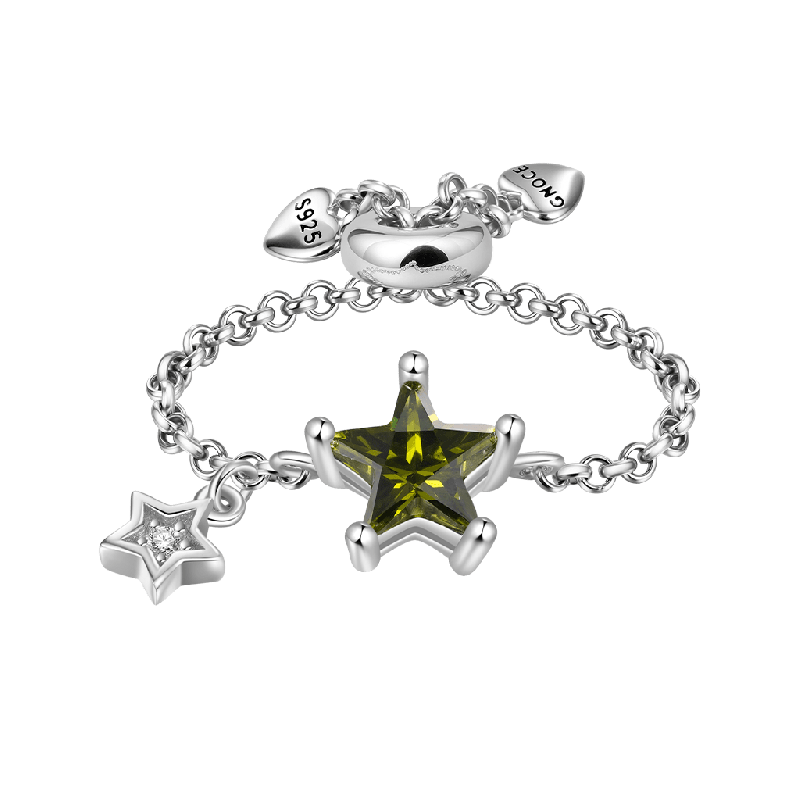 Anillo de Cadena Estrella Amarillo Oliva