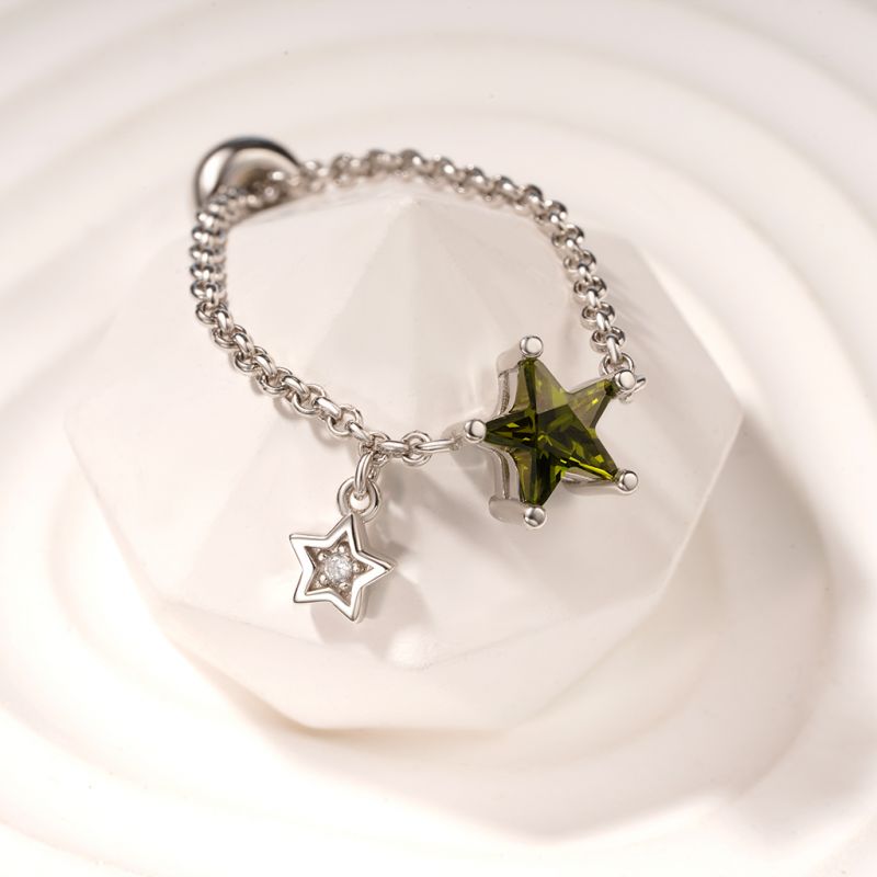 Anillo de Cadena Estrella Amarillo Oliva