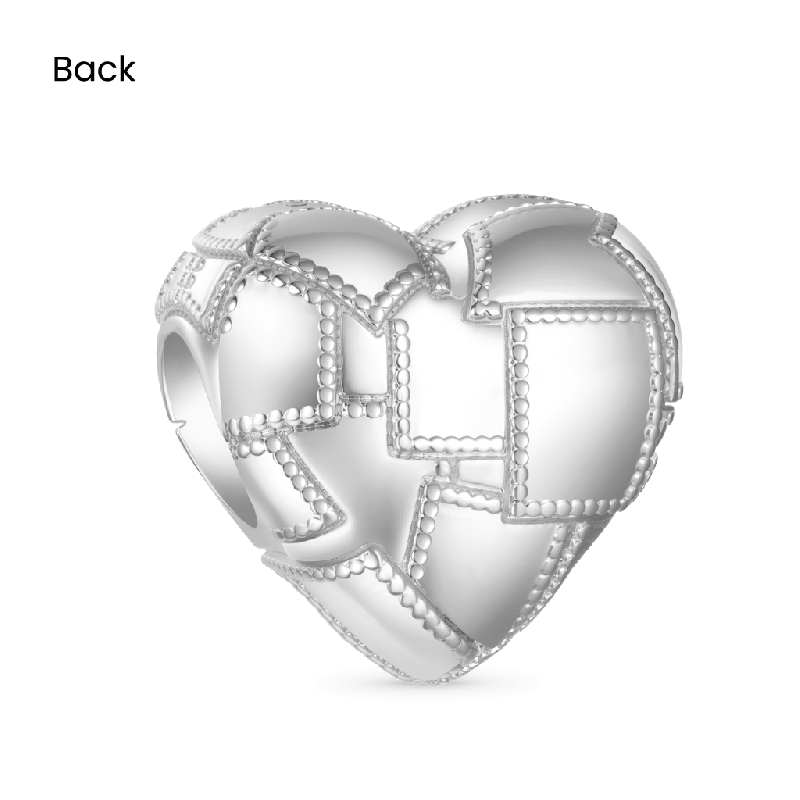 Charm de Corazón con Textura Plateada Metálica