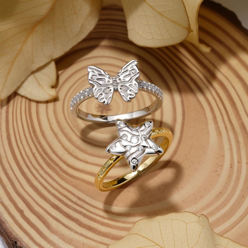 Anillo de Diamante de Mariposa
