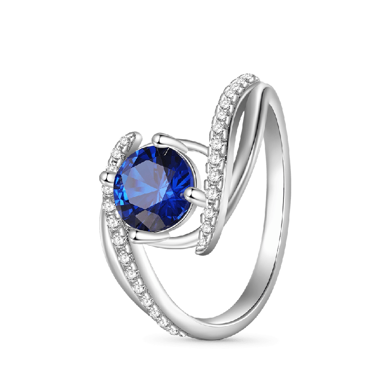 Anillo de Piedra de Nacimiento de Zircón Azul Vintage
