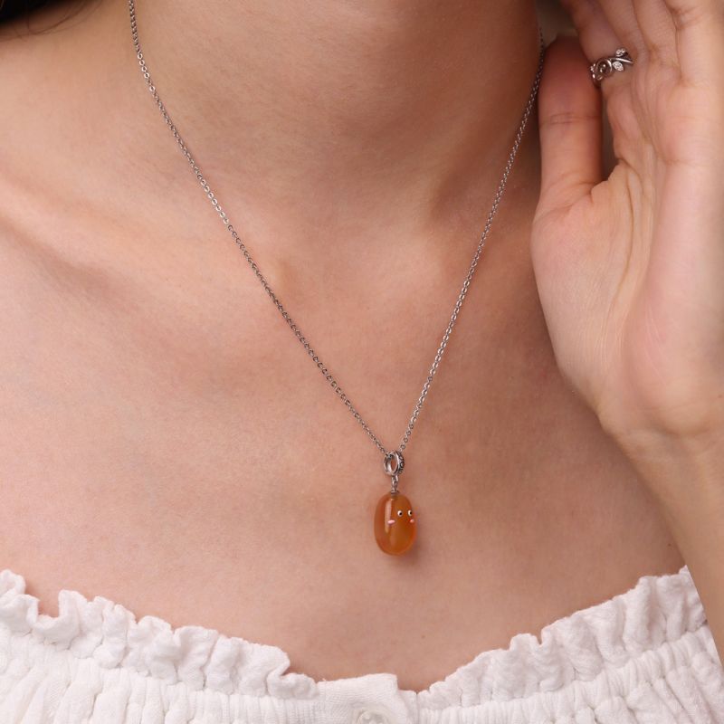 Colgante de Piedra de Lluvia de Color Naranja Natural
