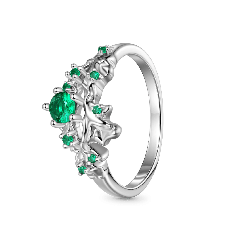 Anillo De Diamante Verde Musgo Elegante