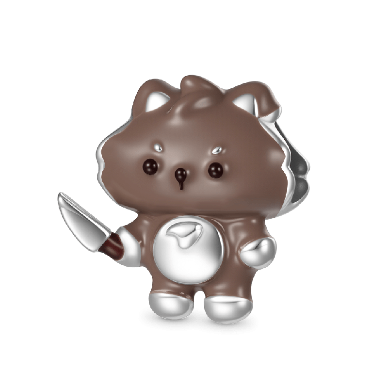 Charm de Lobo Con Cuchillo Afilado