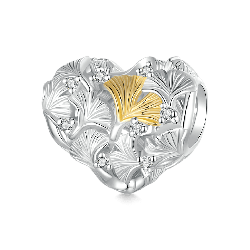 Charm Corazón Hojas Ginkgo